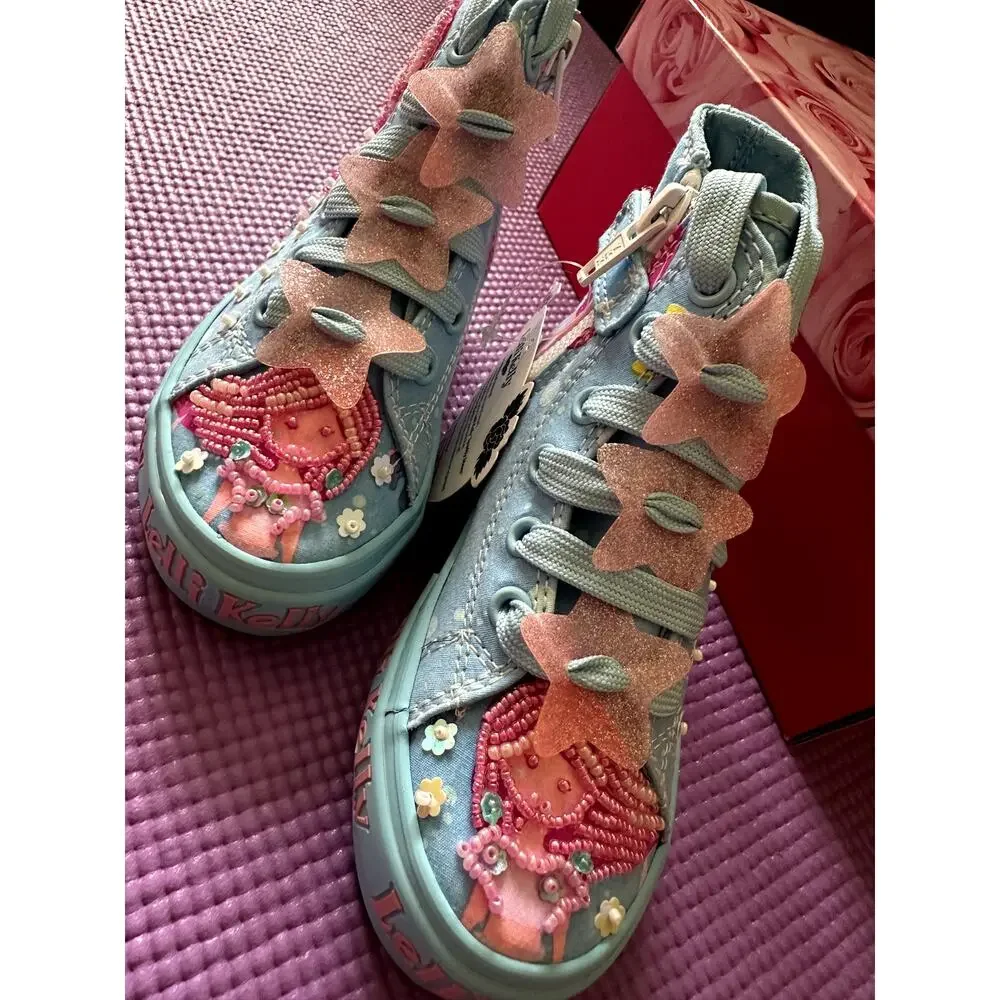 New Lelli Kelly Mermaid Sneakers Size US 7 Girls High Top Beaded Sequins